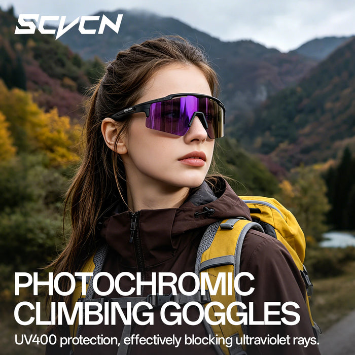 SCVCN Hiking Eyewear Women UV400 Photochromic Bike Riding Sunglasses Outdoor Men Sports MTB Goggles Running Climbing Hydrophobic
