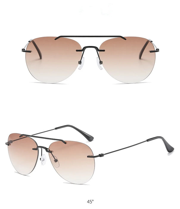 MODFANS Sunglasses Presbyopia Men's Distance And Near Dual-use Double Light Presbyopia Glasses Rimless Sun Glasses UV Protection