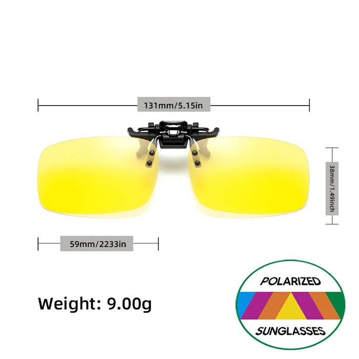 VIVIBEE Flip Up Clip On Night Vision Glasses Polarized Men Driving Yellow Sunglasses Women UV400 Fishing Universal Clips