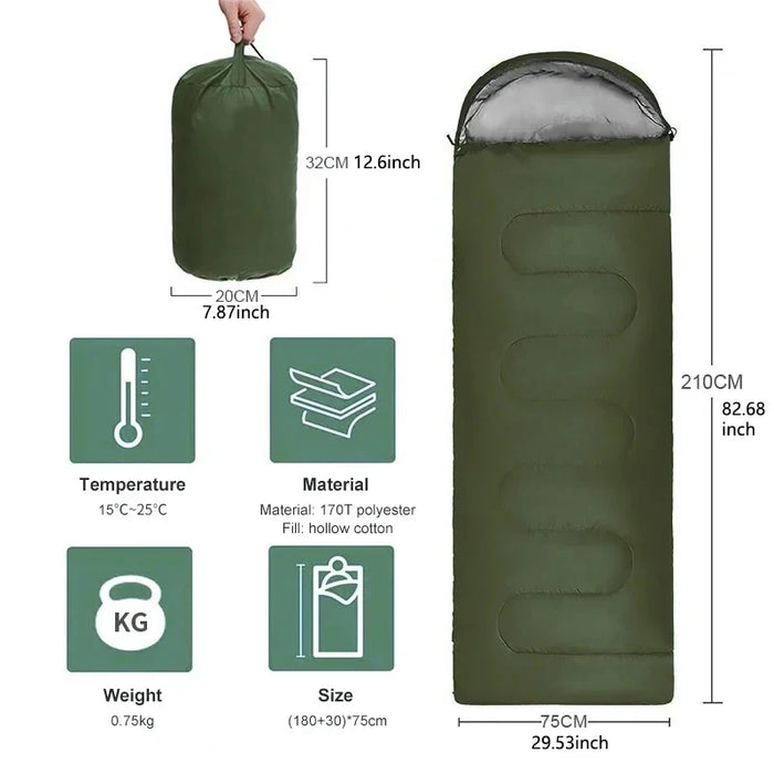 Camping Sleeping Bag Ultralight Waterproof 4 Seasons Warm Envelope Type Sleeping Bag for Outdoor Hiking Backpacking Travel