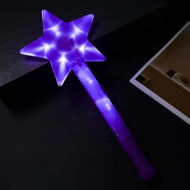 1pc LED Étoile à cinq branches Clignotante Lumineuse Baguette Lumineuse Colorée Fluo Princesse Cadeau Fête Anniversaire Fournitures