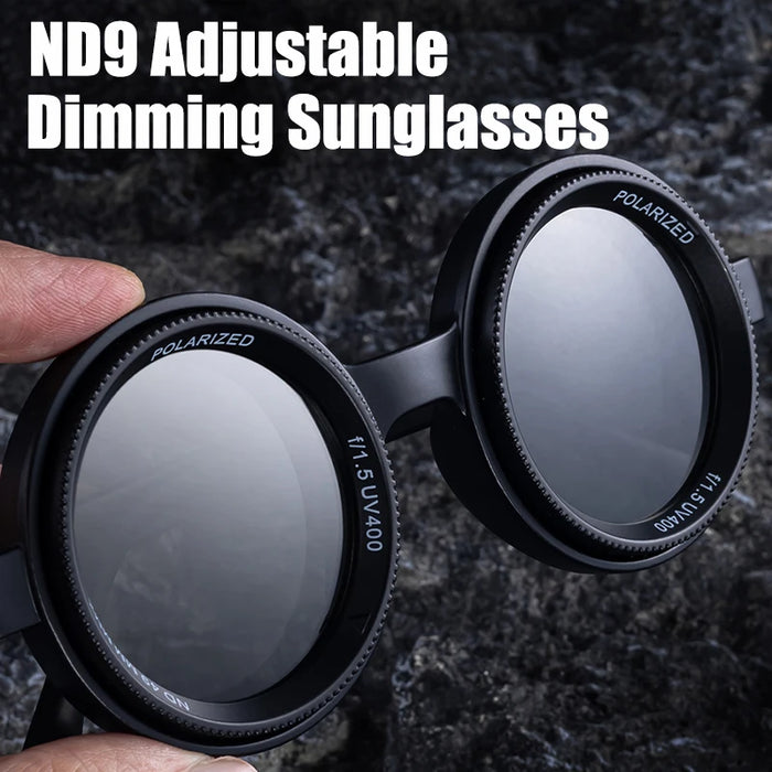 Polarized ND9 Adjustable Dimming Sunglasses Men 2026 Trendy Punk Round Sun Glasses UV400 Outdoor Shades Fishing Filter Eyewear