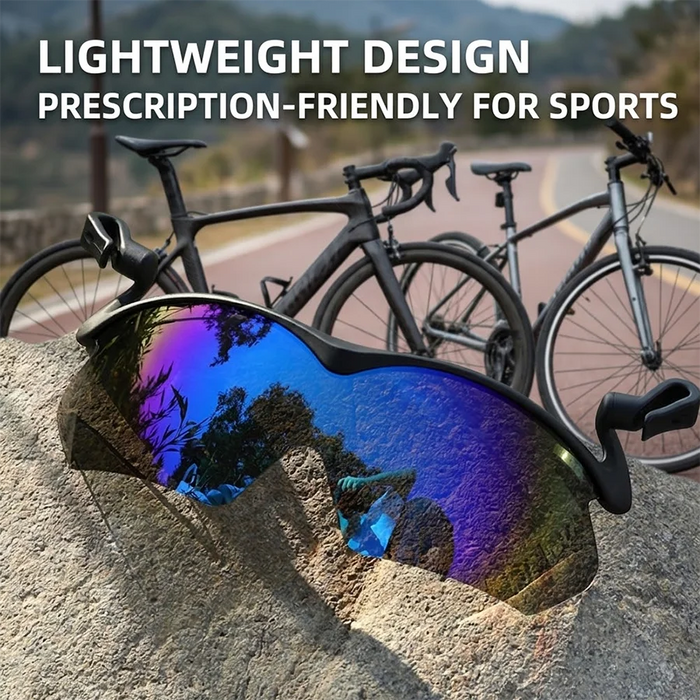 Hombres Mujeres Azules Rojas Gafas de Sol Polarizadas de Ciclismo Lentes de Espejo Borde Recortado en Sombrero Reduce la Presión del Oído Protege los Ojos Fácil de Transportar
