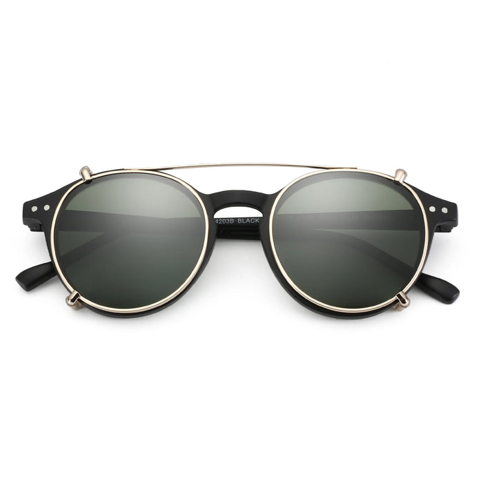 ZENOTTIC-Steampunk Style Clip On Sunglasses for Men Women Anti Blue Light Glasses+Polarized Clip Fashion/Retro Computer Eyewear