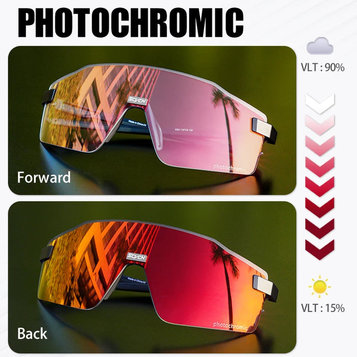 SCVCN Ultralight Photochromic Sports Running Sunglasses Men Women Outdoor Road Cycling Glasses UV400 Windproof Sandproof Goggles