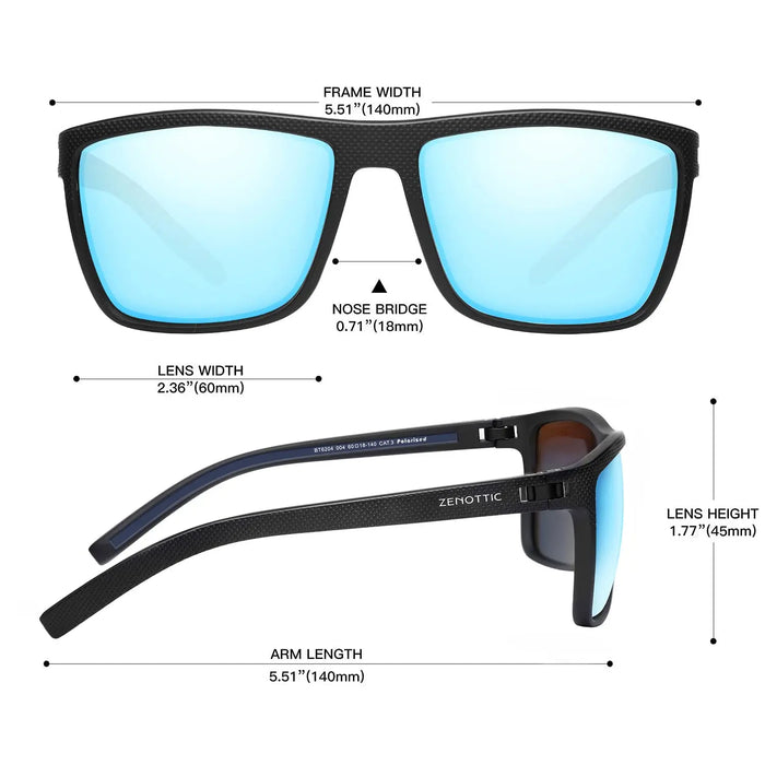 Gafas de sol polarizadas ZENOTTIC para hombre, ligeras, con montura TR90, protección UV400, cuadradas, para exteriores, viajes y conducción