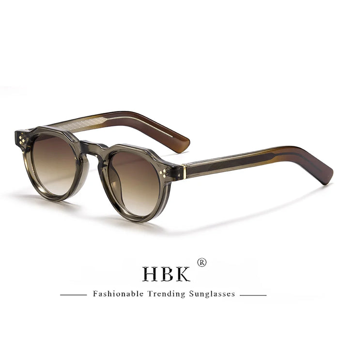 HBK Retro Small Round Men Sunglasses High-Quality Thick Style Women Outdoor Travel Business Driving Decorative Glasses UV400