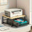 Space Saving Sturdy Hardwood Kitchen Countertop Organizer with Drawer and Wire Basket for Coffee Maker