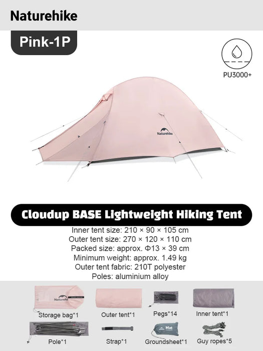 Naturehike CloudUp Base Tent 1/2 Person Ultralight Trekking Tent Outdoor Camping Hiking Portable Pink/Blue Color Tents 2026 New