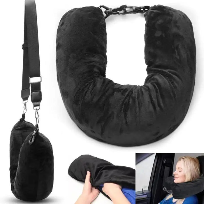For Airplane Travel Travel Neck Pillow With Fillable Clothing Storage Bag U-Shaped Pillowcase Crystal Fleece Neck Pillow Cover