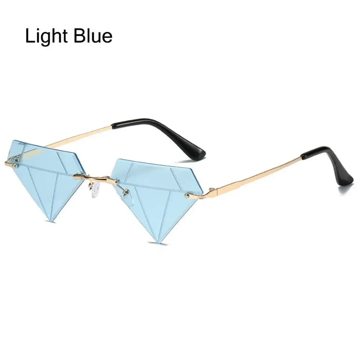 Triangle Diamond Shaped Sunglasses for Women Men Vintage Clear Ocean Gradient Glasses Rimless Polygon Sun Glasses