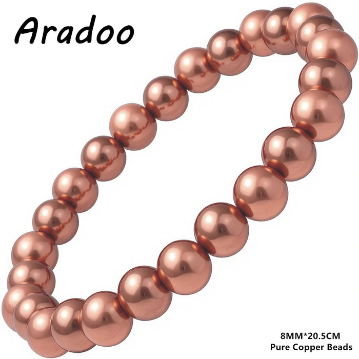 ARADOO Pure Copper Beaded Bracelet for Women Men Jewelry Gifts