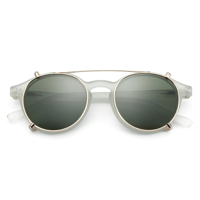 ZENOTTIC-Steampunk Style Clip On Sunglasses for Men Women Anti Blue Light Glasses+Polarized Clip Fashion/Retro Computer Eyewear