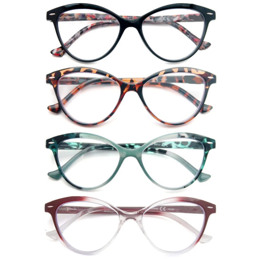 MODFANS Gafas de lectura de ojo de gato para mujer, con bisagra de resorte, ligeras, para presbicia, con dioptrías de +0.5 a +4.0