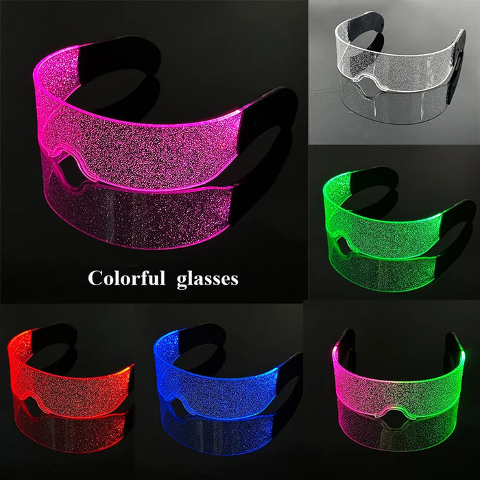 Nuevas gafas estilo Cyberpunk geniales, decoración de fiesta luminosa, gafas de sol LED que brillan, para fiestas en bares, raves y bailes