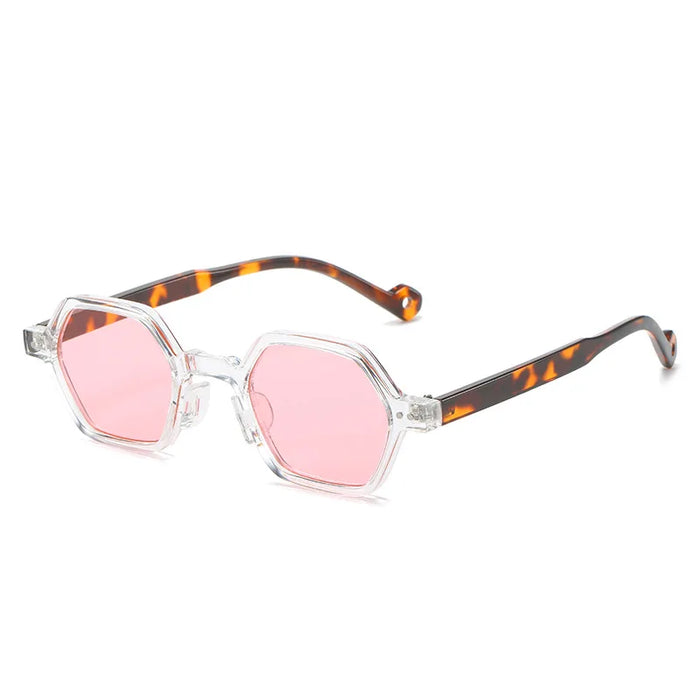 Vintage Polygon Square Women Sunglasses Fashion Hexagon Clear Ocean Lens Shades UV400 Men Rivets Sun Glasses Oculus