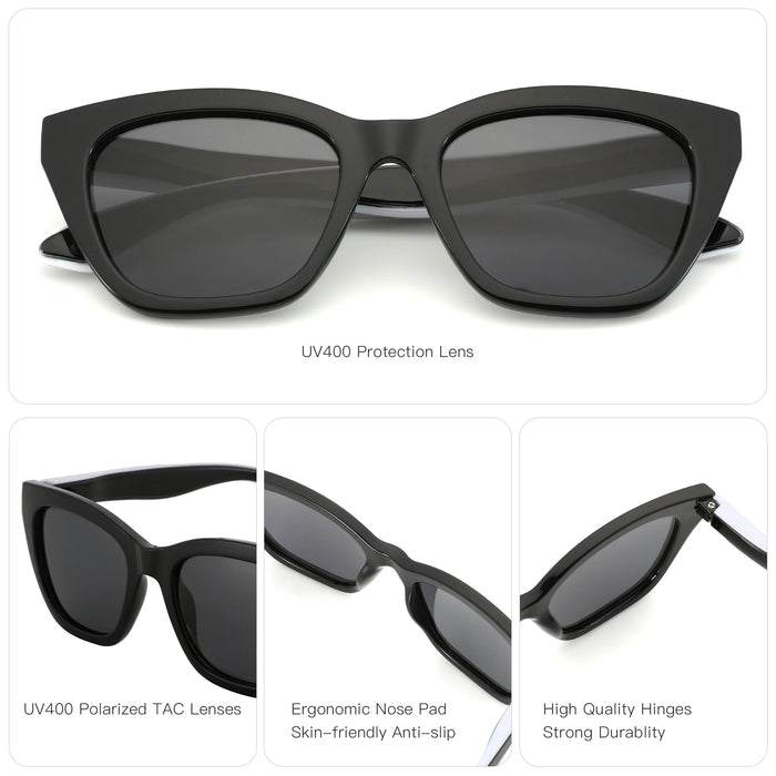 ZENOTTIC Square Polarized Sunglasses 2026 Fashion Women Thick Frame UV400 Protection Sun Glasses for Ladies Shopping Gif