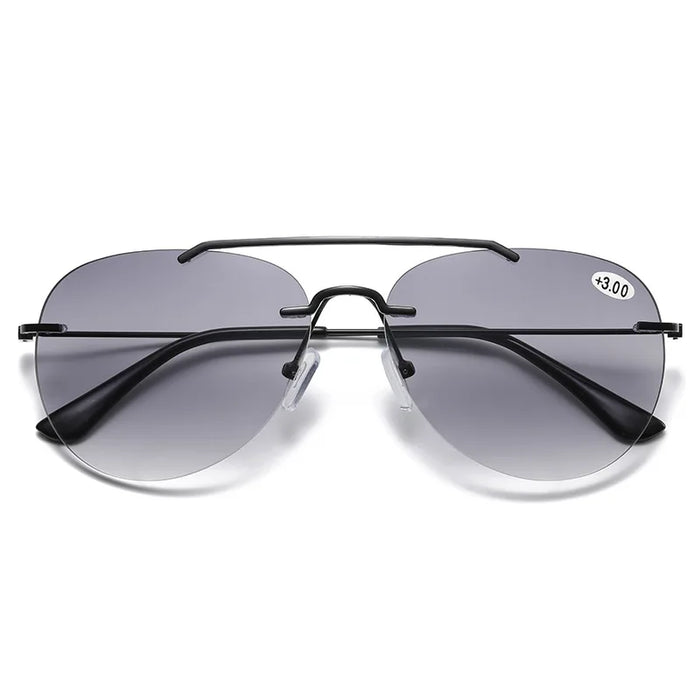 MODFANS Sunglasses Presbyopia Men's Distance And Near Dual-use Double Light Presbyopia Glasses Rimless Sun Glasses UV Protection