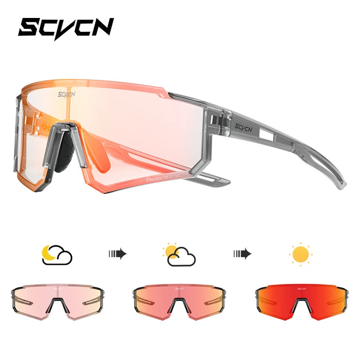SCVCN Color Photochromic Cycling Glasses Men MTB Cycling Sunglasses Women Road Bike Glasses Outdoor Sports Bicycle Sunglasses