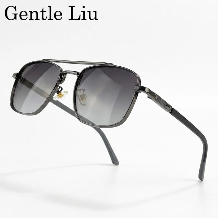 2026 Luxury Square Sunglasses Men Retro Double Bridge Metal Frame Driving Eyewear Vintage Sun Glasses For Male Outdoor Shades