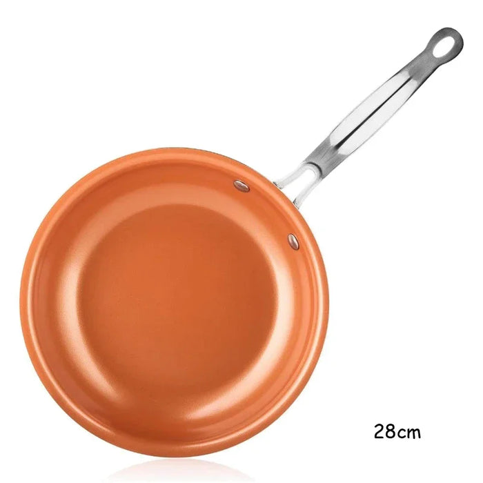 Sartén de Cobre Antiadherente de 8/10/12 Pulgadas, Sartenes de Cocina para Huevos, Bistec, Pescado, Cocinar, Freír, Apta para Uso General en Cocinas de Gas e Inducción