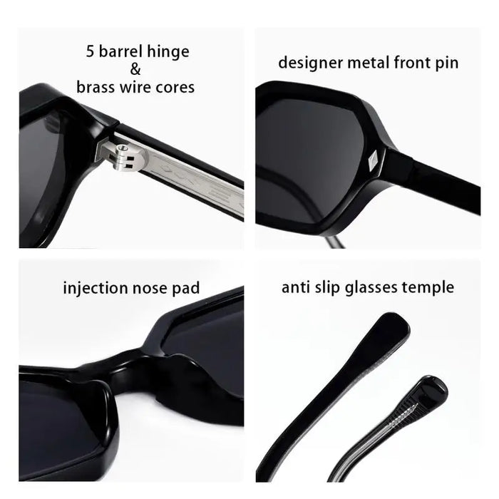 HBK New Fashion Polygon Men Sunglasses Small Frame Cupronickel Core Insert Leg Sun Glasses Outdoor Party Vacation Travel