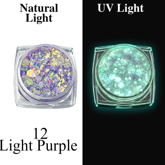 Luminous Glitter Gel Face Body Art Makeup UV Glow in The Dark Waterproof Long Lasting for Party Rave Festival Cosmetic Tool