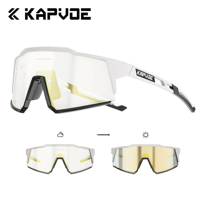 Kapvoe Photochromic Sunglasses Men Cycling Glasses UV400 MTB Clear Mountain Bike Transition Bicycle for Women Sports Eyewear