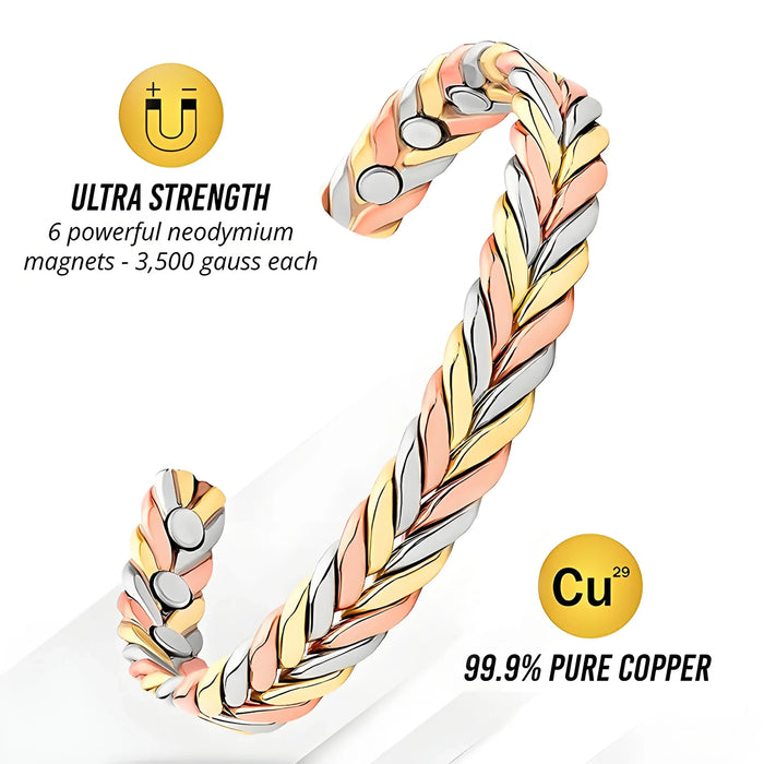 ARADOO Pure Copper Bracelets for Women 3500 Gauss Magnetic Therapy Braided Cuff Bangle Jewelry Gift