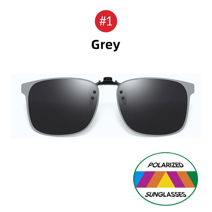 VIVIBEE Gafas de sol polarizadas con clip sin montura, abatibles, antirreflejo, para conducir de noche, cuadradas, UV, para gafas graduadas