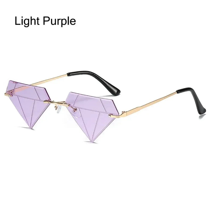 Triangle Diamond Shaped Sunglasses for Women Men Vintage Clear Ocean Gradient Glasses Rimless Polygon Sun Glasses