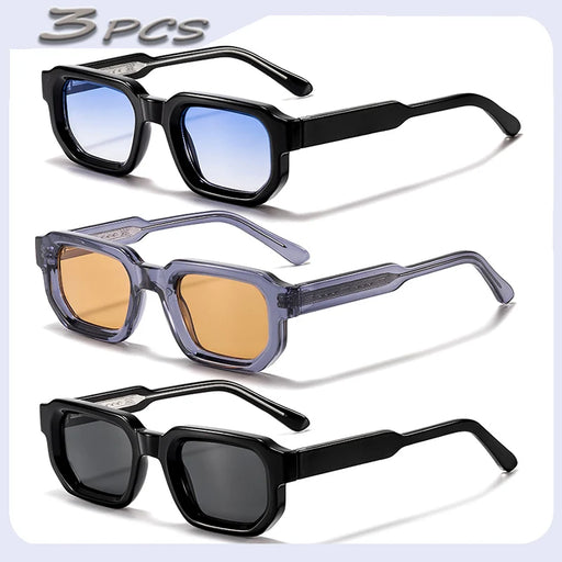 1/2/3 PCS HBK Wholesale Vintage Polygon Sunglasses for Men Small Frame Gradient Lens Sun Glasses for Summer Outdoor Beach Party