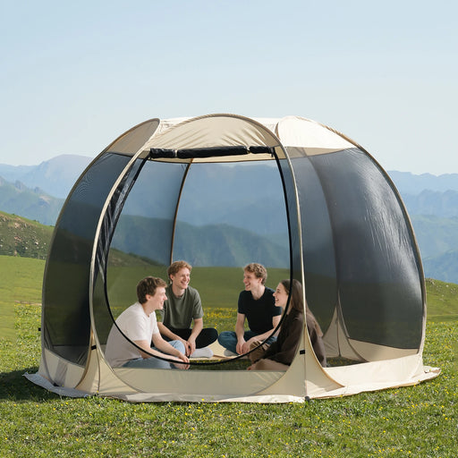 Tienda de campaña tipo cenador portátil con mosquitera para 6-8 personas, refugio exterior para camping, patio y jardín, adecuado para familias