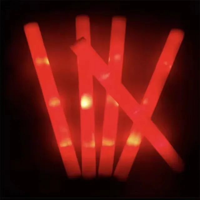 20/30pcs LED Glow Cheer Sticks Red Light Up Glow Sticks LED Foam Stick Wedding Wand Glow in The Dark Party Favors Supplies Raves
