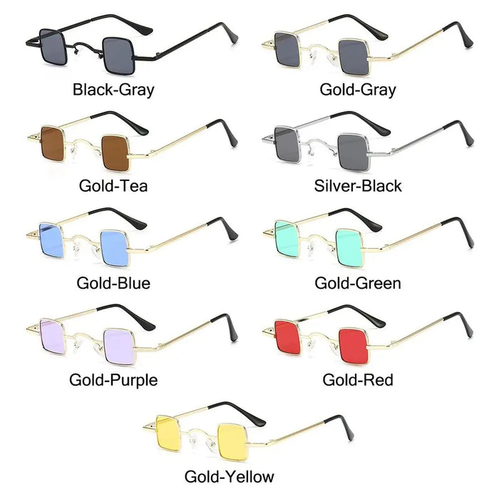Fashion Small Square Sunglasses Ultra Light Metal Frame Hip Hop Punk Sun Glasses Candy Color Sunglasses Shades for Women Men