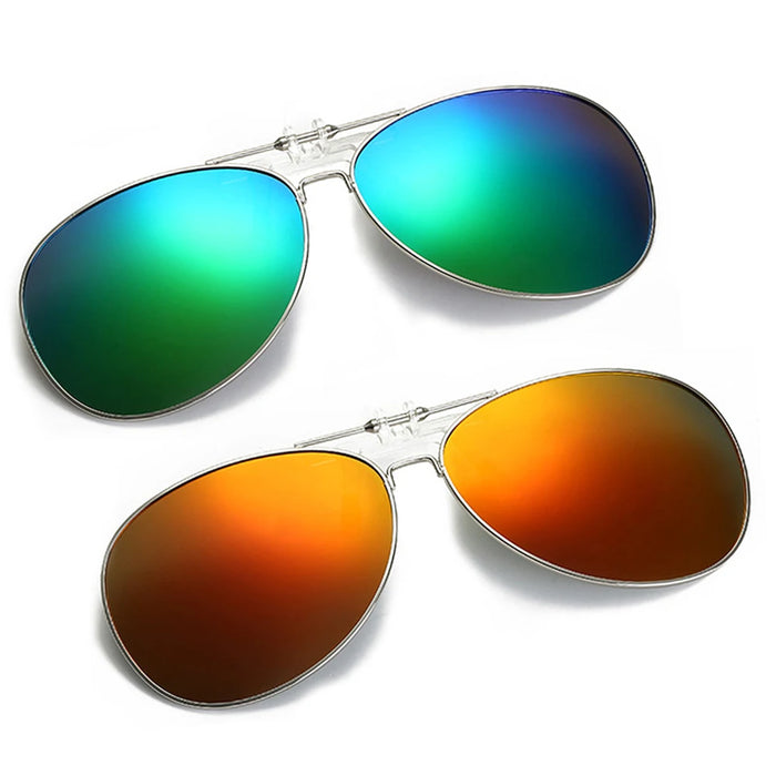 VIVIBEE Oversized Pilot Flip Up Clip on Sunglasses Polarized Men Driving Alloy Frame Big Size Women Aviation Glasses Clips
