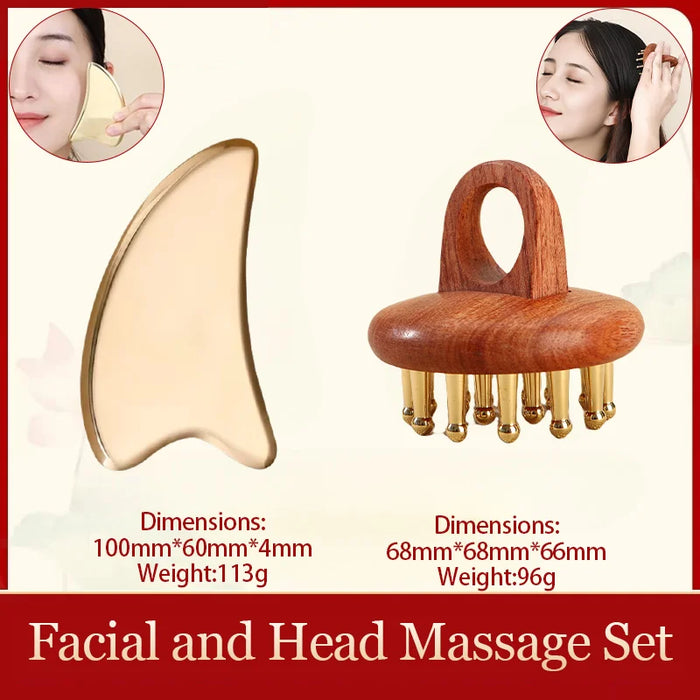 Copper guasha plate pure brass household scalp universal massage comb Mammary Scraping comb body massage tool