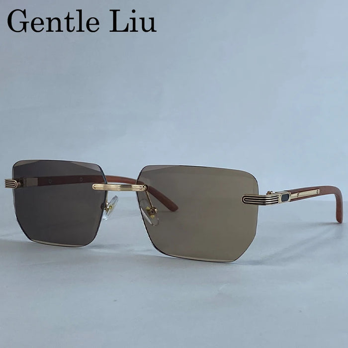 Square Rimless Punk Sunglasses Men 2026 Luxury Brand Photochromic Eyeglasses Change Color Sun Glasses For Male Eyewear Shades