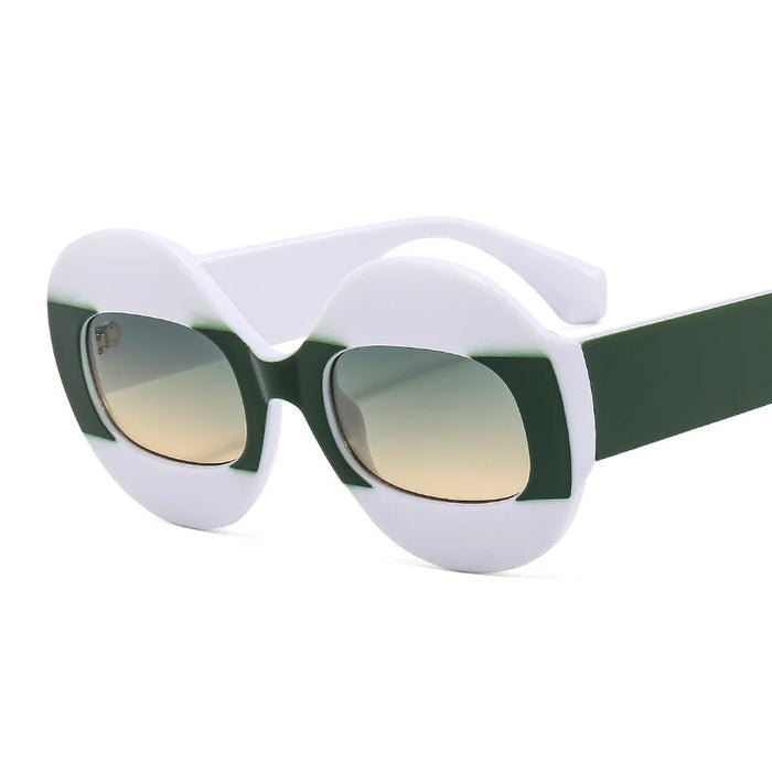 Gafas de sol de mujer de moda redondas con contraste de color, retro ovaladas, lentes transparentes degradadas UV400, gafas de sol modernas estilo punk para hombre