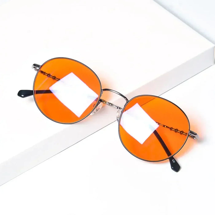 SHINU Lunettes rondes anti-lumière bleue verres de protection lunettes femme Orange rouge lunettes y2k Anti-lumière verte pour un bon sommeil