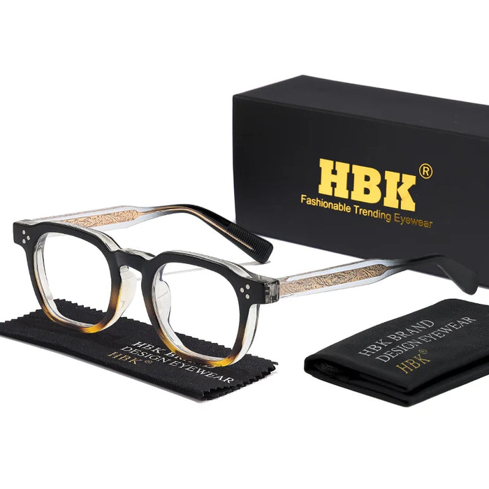 HBK  Square Flat Light Glasses for Men Women Retro TR Frame Eyeglass High-Quality Eyewear Minimalist Match Ideal Gifts