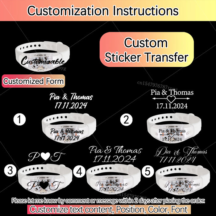 20-200 piezas Pulseras LED personalizables para bodas Pulsera de control de música y sonido Pulsera luminosa ajustable para bodas, cumpleaños, conciertos