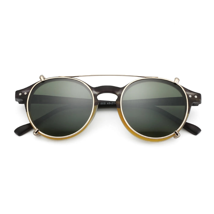 ZENOTTIC-Steampunk Style Clip On Sunglasses for Men Women Anti Blue Light Glasses+Polarized Clip Fashion/Retro Computer Eyewear