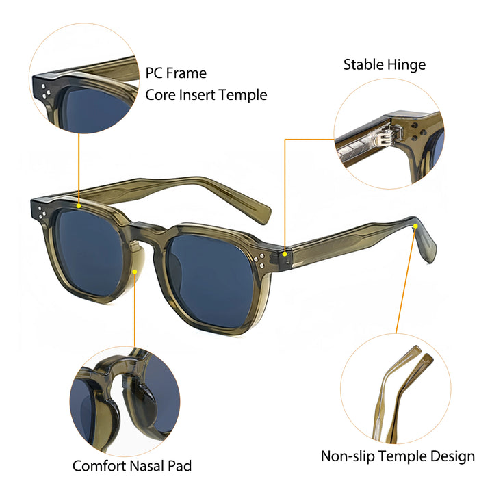 CATERSIDE Mode Hommes Lunettes de Soleil Petit Cadre Carré Design Personnalisé Lunettes de Soleil Femmes Voyage Fête Affaires Festival Cadeau