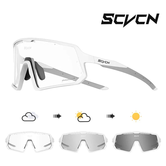 SCVCN Photochromic Cycling Glasses TR90 Frame for Men Women UV400 Outdoor Sports Sunglasses Cycling MTB Driving Running Glasses