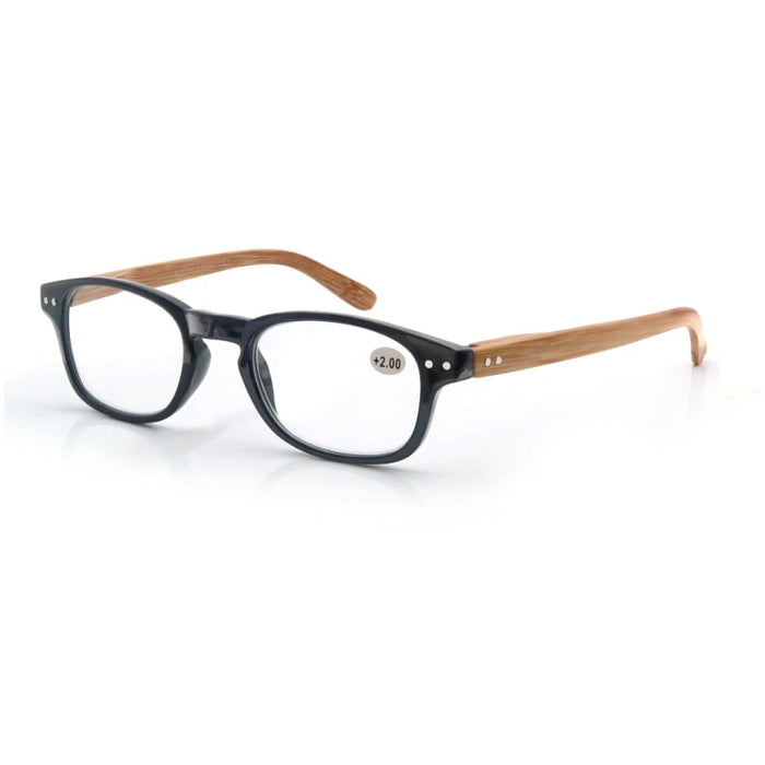 Reading Glasses for Men Women Fashion Wood-Look Plastic Eyeglass Frame Spring Hinge Stylish Readers Magnifying Glass Eyewear
