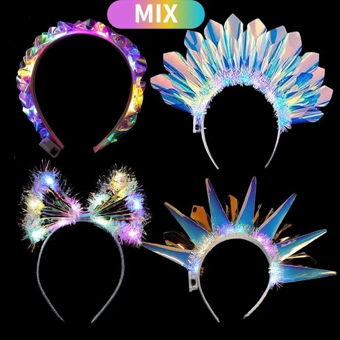4-24Pcs LED Headbands Glow Party Light Up Headband for Birthday Wedding Favors Rave Costume Headpiece for Women Men Halloween