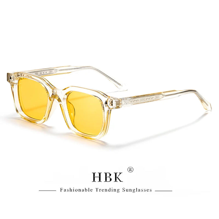 HBK Elegant Square Men's Sunglasses Fashion Frame Vintage Temple Tips Women's Travel Business Party Gift Glasses UV400