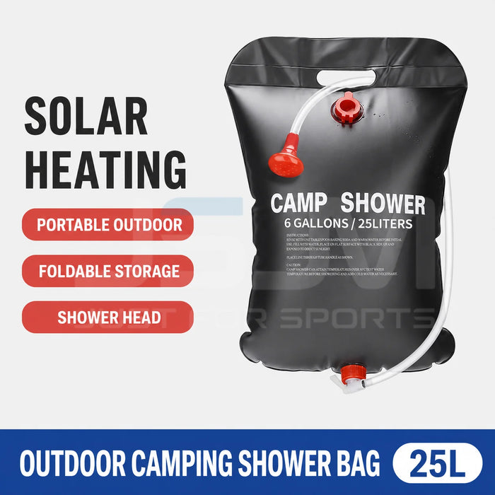 Bolsa de ducha solar de camping de 20L/25L, bolsa de ducha portátil para exteriores con cabezal de ducha, bolsa de almacenamiento de agua plegable para senderismo, viajes, camping