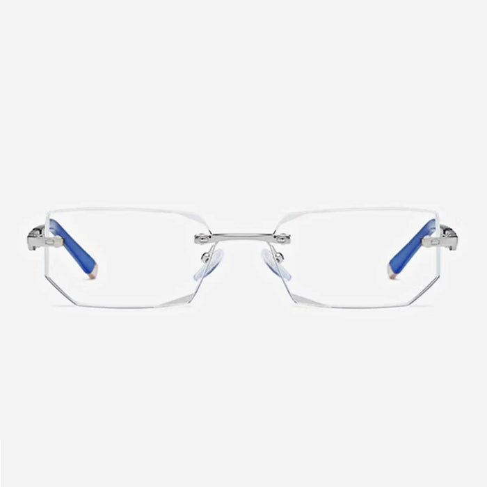 MODFANS Presbyopia Reading Glasses Blue Light Refractive Rimless Blue Light Blocking Glasses Men Correction Transparent Eyewear